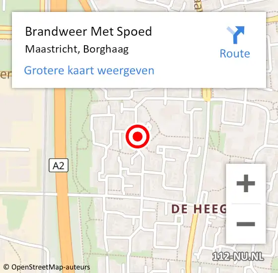 Locatie op kaart van de 112 melding: Brandweer Met Spoed Naar Maastricht, Borghaag op 4 april 2022 13:59