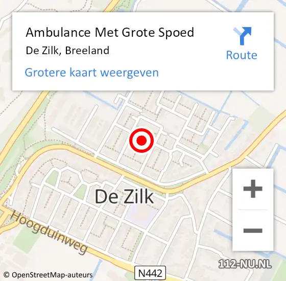 Locatie op kaart van de 112 melding: Ambulance Met Grote Spoed Naar De Zilk, Breeland op 13 juli 2014 10:08