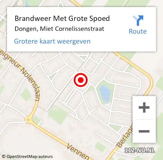 Locatie op kaart van de 112 melding: Brandweer Met Grote Spoed Naar Dongen, Miet Cornelissenstraat op 4 april 2022 14:32