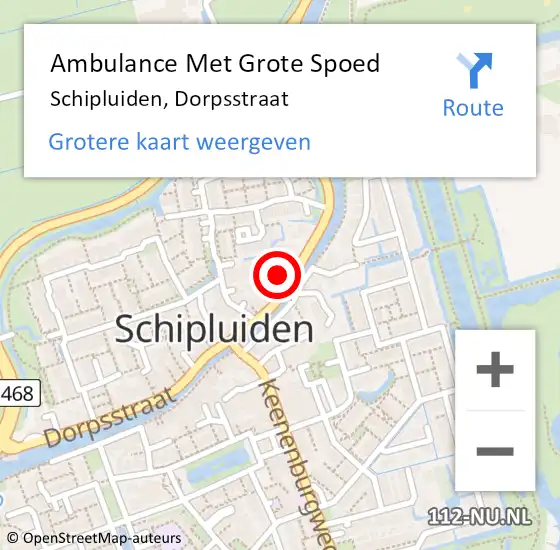 Locatie op kaart van de 112 melding: Ambulance Met Grote Spoed Naar Schipluiden, Dorpsstraat op 13 juli 2014 10:12