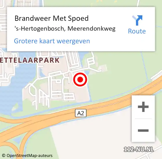 Locatie op kaart van de 112 melding: Brandweer Met Spoed Naar 's-Hertogenbosch, Meerendonkweg op 4 april 2022 14:58
