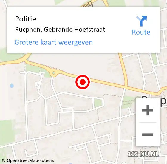 Locatie op kaart van de 112 melding: Politie Rucphen, Gebrande Hoefstraat op 4 april 2022 14:59