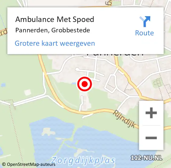 Locatie op kaart van de 112 melding: Ambulance Met Spoed Naar Pannerden, Grobbestede op 4 april 2022 15:04