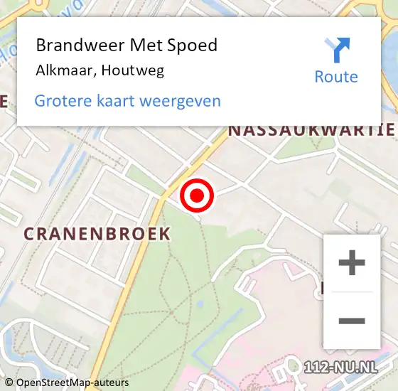 Locatie op kaart van de 112 melding: Brandweer Met Spoed Naar Alkmaar, Houtweg op 4 april 2022 15:09