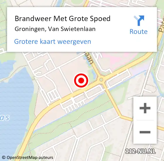 Locatie op kaart van de 112 melding: Brandweer Met Grote Spoed Naar Groningen, Van Swietenlaan op 4 april 2022 15:28