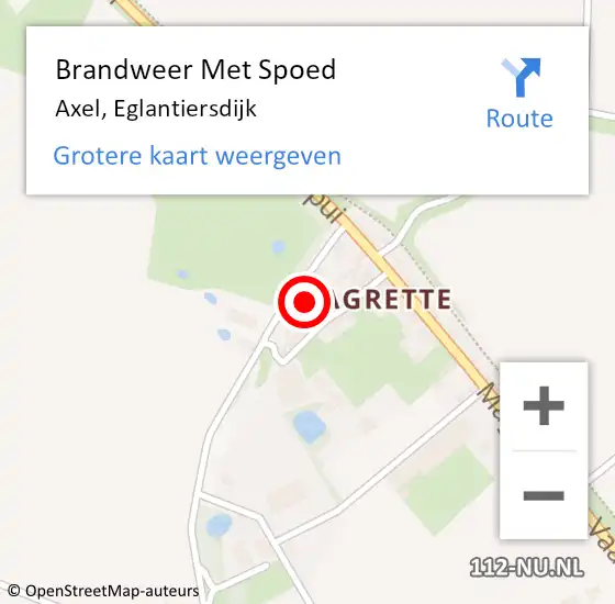 Locatie op kaart van de 112 melding: Brandweer Met Spoed Naar Axel, Eglantiersdijk op 4 april 2022 15:46