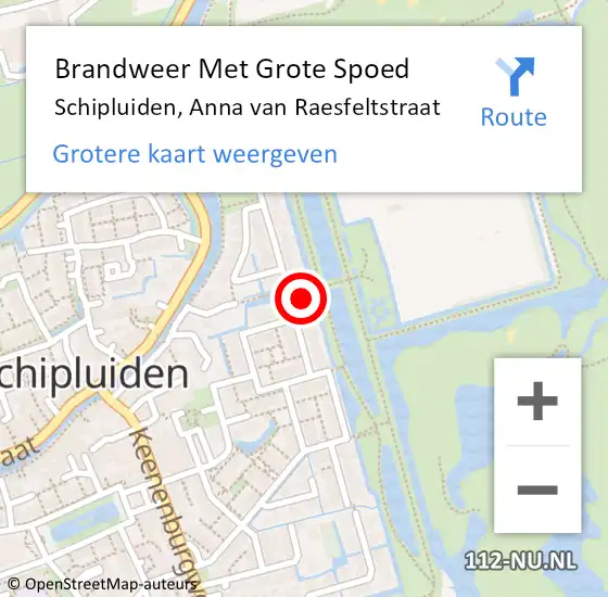 Locatie op kaart van de 112 melding: Brandweer Met Grote Spoed Naar Schipluiden, Anna van Raesfeltstraat op 4 april 2022 15:47