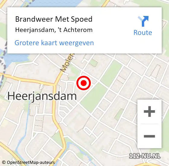 Locatie op kaart van de 112 melding: Brandweer Met Spoed Naar Heerjansdam, 't Achterom op 4 april 2022 16:08