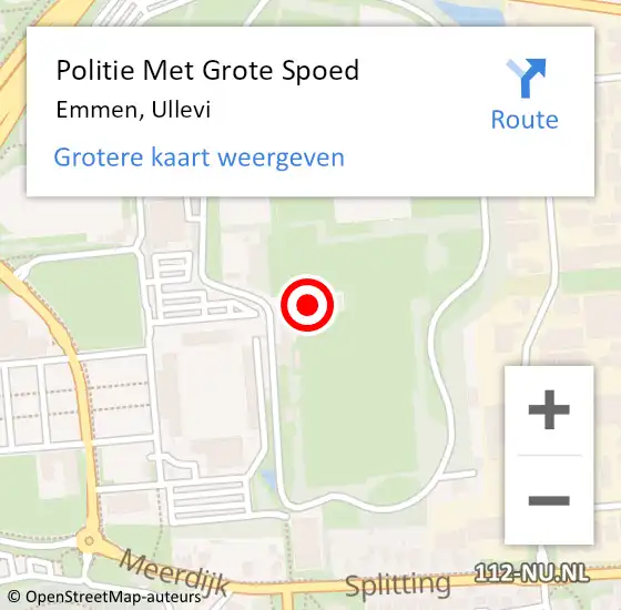 Locatie op kaart van de 112 melding: Politie Met Grote Spoed Naar Emmen, Ullevi op 4 april 2022 16:25