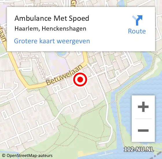 Locatie op kaart van de 112 melding: Ambulance Met Spoed Naar Haarlem, Henckenshagen op 4 april 2022 16:29