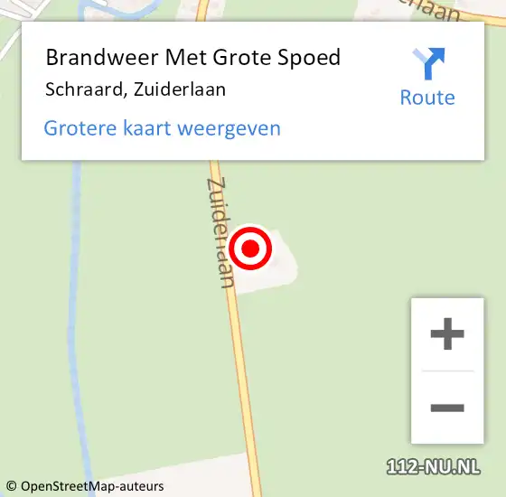 Locatie op kaart van de 112 melding: Brandweer Met Grote Spoed Naar Schraard, Zuiderlaan op 4 april 2022 16:42