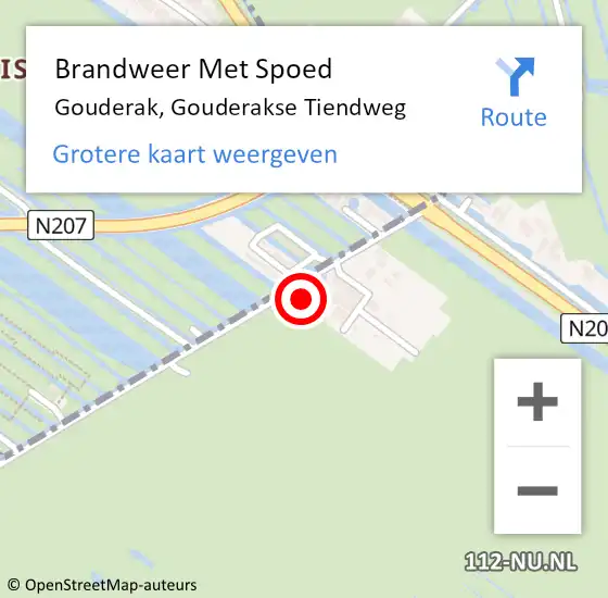 Locatie op kaart van de 112 melding: Brandweer Met Spoed Naar Gouderak, Gouderakse Tiendweg op 4 april 2022 16:48