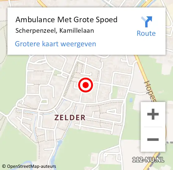 Locatie op kaart van de 112 melding: Ambulance Met Grote Spoed Naar Scherpenzeel, Kamillelaan op 4 april 2022 16:54
