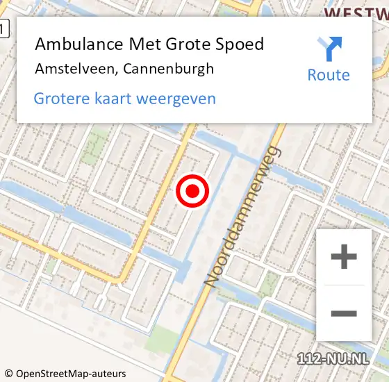 Locatie op kaart van de 112 melding: Ambulance Met Grote Spoed Naar Amstelveen, Cannenburgh op 4 april 2022 16:57