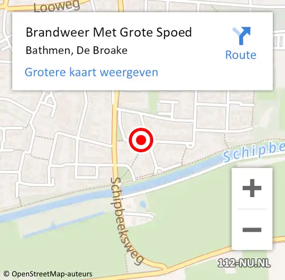 Locatie op kaart van de 112 melding: Brandweer Met Grote Spoed Naar Bathmen, De Broake op 4 april 2022 17:00