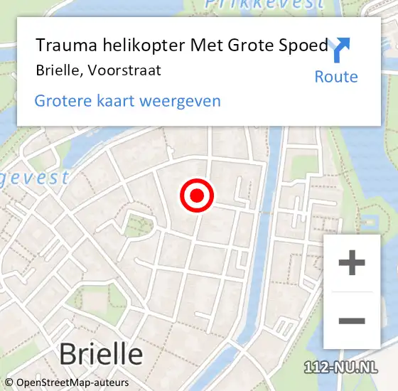 Locatie op kaart van de 112 melding: Trauma helikopter Met Grote Spoed Naar Brielle, Voorstraat op 4 april 2022 17:06