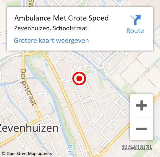 Locatie op kaart van de 112 melding: Ambulance Met Grote Spoed Naar Zevenhuizen, Schoolstraat op 4 april 2022 17:10