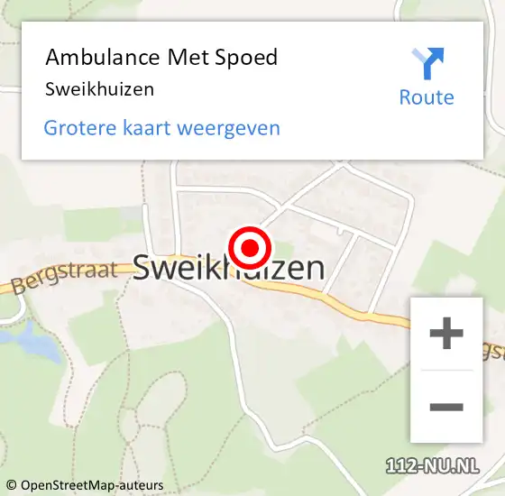 Locatie op kaart van de 112 melding: Ambulance Met Spoed Naar Sweikhuizen op 13 juli 2014 10:35