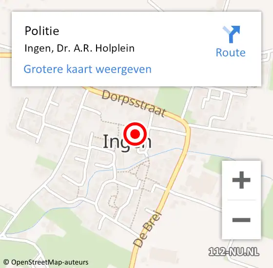 Locatie op kaart van de 112 melding: Politie Ingen, Dr. A.R. Holplein op 4 april 2022 17:27