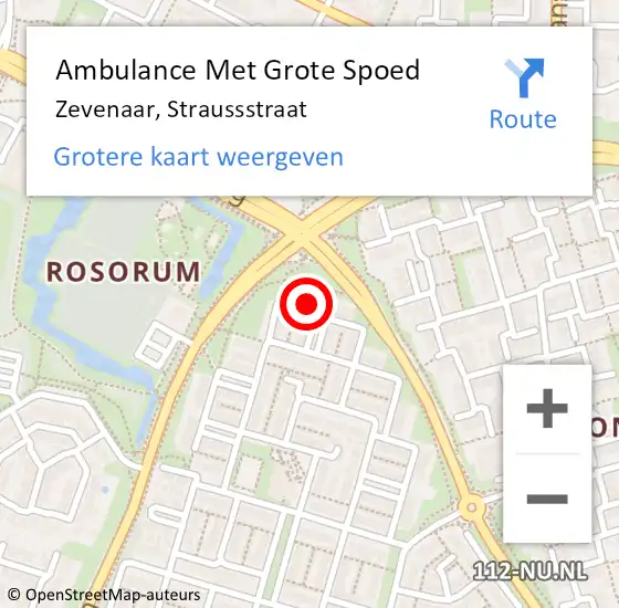 Locatie op kaart van de 112 melding: Ambulance Met Grote Spoed Naar Zevenaar, Straussstraat op 4 april 2022 17:34