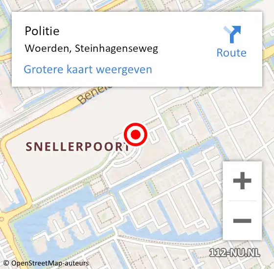 Locatie op kaart van de 112 melding: Politie Woerden, Steinhagenseweg op 4 april 2022 17:37