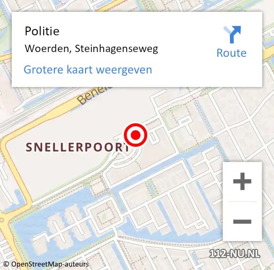 Locatie op kaart van de 112 melding: Politie Woerden, Steinhagenseweg op 4 april 2022 17:39