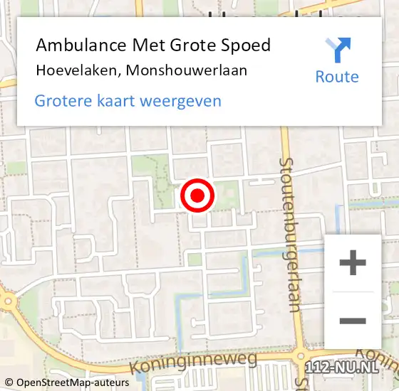 Locatie op kaart van de 112 melding: Ambulance Met Grote Spoed Naar Hoevelaken, Monshouwerlaan op 4 april 2022 17:43