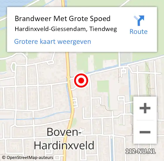 Locatie op kaart van de 112 melding: Brandweer Met Grote Spoed Naar Hardinxveld-Giessendam, Tiendweg op 4 april 2022 17:58