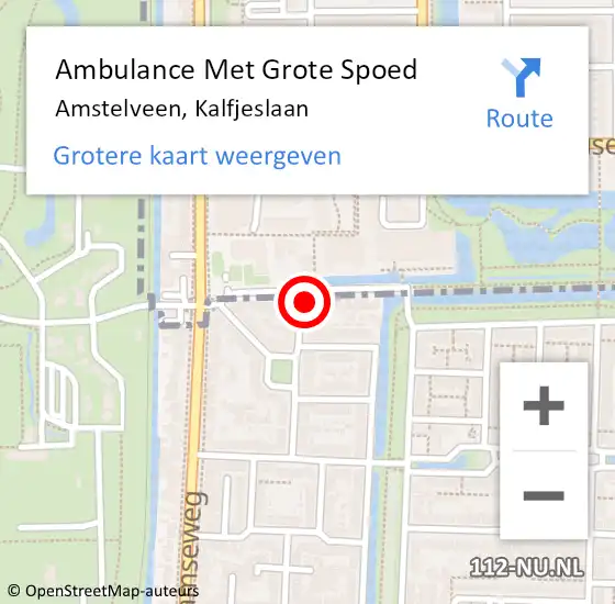 Locatie op kaart van de 112 melding: Ambulance Met Grote Spoed Naar Amstelveen, Kalfjeslaan op 4 april 2022 18:06