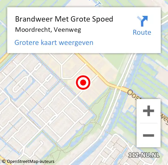 Locatie op kaart van de 112 melding: Brandweer Met Grote Spoed Naar Moordrecht, Veenweg op 4 april 2022 18:33