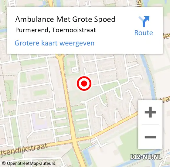 Locatie op kaart van de 112 melding: Ambulance Met Grote Spoed Naar Purmerend, Toernooistraat op 4 april 2022 18:36