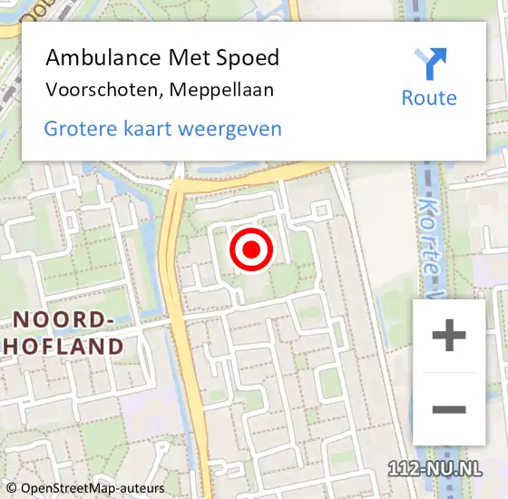 Locatie op kaart van de 112 melding: Ambulance Met Spoed Naar Voorschoten, Meppellaan op 4 april 2022 18:52