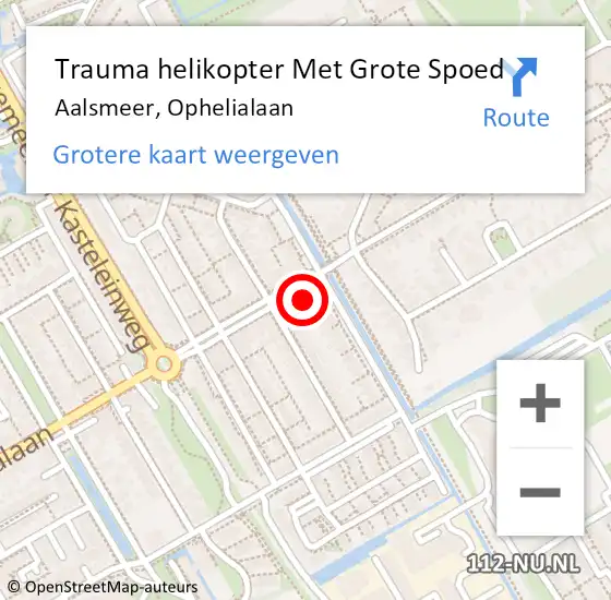 Locatie op kaart van de 112 melding: Trauma helikopter Met Grote Spoed Naar Aalsmeer, Ophelialaan op 4 april 2022 19:11