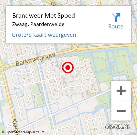 Locatie op kaart van de 112 melding: Brandweer Met Spoed Naar Zwaag, Paardenweide op 4 april 2022 19:22