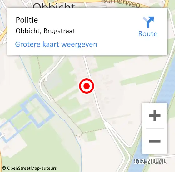 Locatie op kaart van de 112 melding: Politie Obbicht, Brugstraat op 4 april 2022 19:23