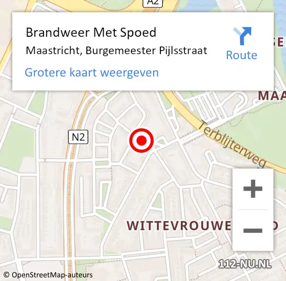 Locatie op kaart van de 112 melding: Brandweer Met Spoed Naar Maastricht, Burgemeester Pijlsstraat op 4 april 2022 19:36