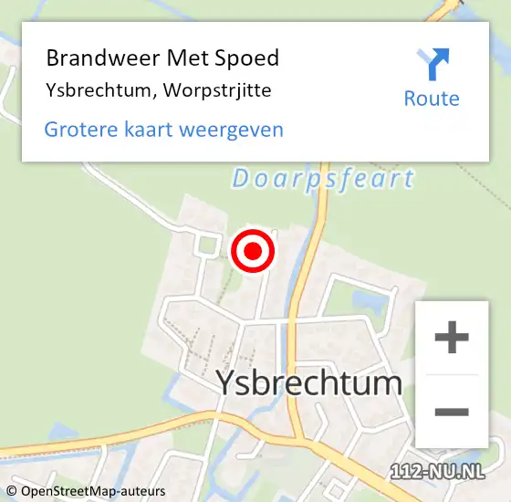 Locatie op kaart van de 112 melding: Brandweer Met Spoed Naar Ysbrechtum, Worpstrjitte op 4 april 2022 19:39