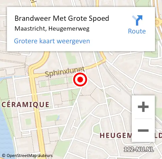 Locatie op kaart van de 112 melding: Brandweer Met Grote Spoed Naar Maastricht, Heugemerweg op 4 april 2022 19:46