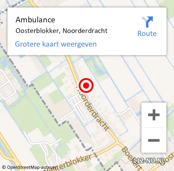 Locatie op kaart van de 112 melding: Ambulance Oosterblokker, Noorderdracht op 4 april 2022 20:14