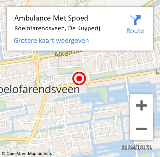 Locatie op kaart van de 112 melding: Ambulance Met Spoed Naar Roelofarendsveen, De Kuyperij op 4 april 2022 20:29