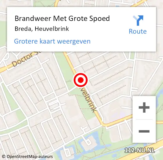Locatie op kaart van de 112 melding: Brandweer Met Grote Spoed Naar Breda, Heuvelbrink op 4 april 2022 20:35