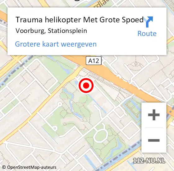 Locatie op kaart van de 112 melding: Trauma helikopter Met Grote Spoed Naar Voorburg, Stationsplein op 4 april 2022 21:03