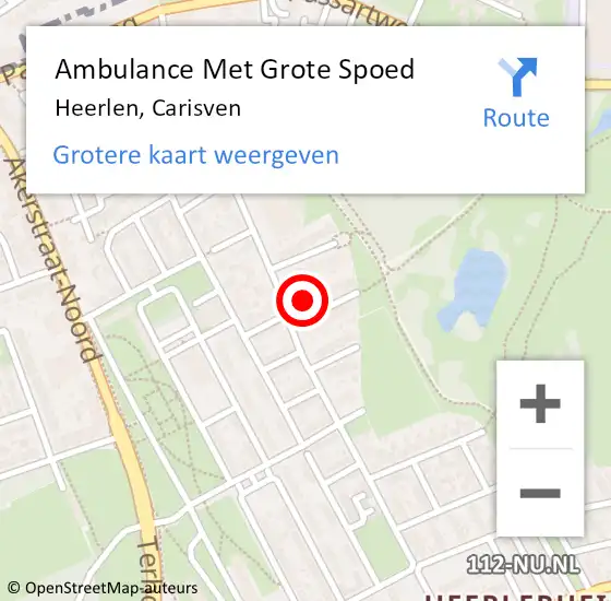 Locatie op kaart van de 112 melding: Ambulance Met Grote Spoed Naar Heerlen, Carisven op 13 juli 2014 11:02