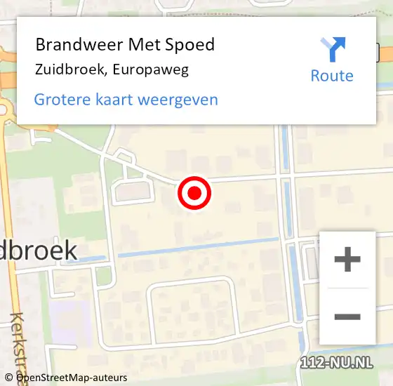 Locatie op kaart van de 112 melding: Brandweer Met Spoed Naar Zuidbroek, Europaweg op 4 april 2022 21:28