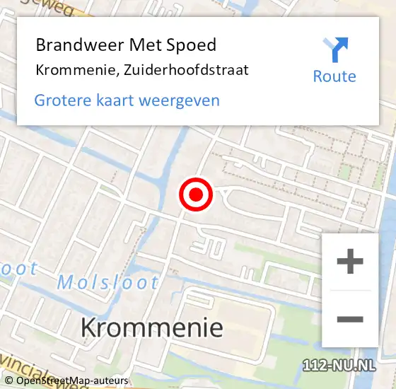 Locatie op kaart van de 112 melding: Brandweer Met Spoed Naar Krommenie, Zuiderhoofdstraat op 4 april 2022 21:32