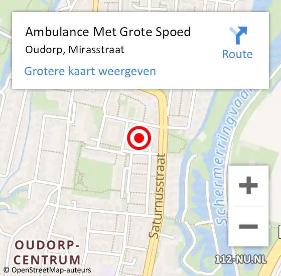 Locatie op kaart van de 112 melding: Ambulance Met Grote Spoed Naar Oudorp, Mirasstraat op 4 april 2022 21:37