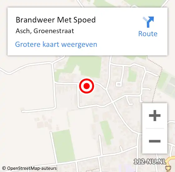 Locatie op kaart van de 112 melding: Brandweer Met Spoed Naar Asch, Groenestraat op 4 april 2022 21:41