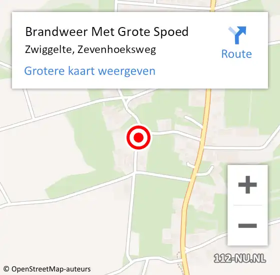 Locatie op kaart van de 112 melding: Brandweer Met Grote Spoed Naar Zwiggelte, Zevenhoeksweg op 4 april 2022 21:55