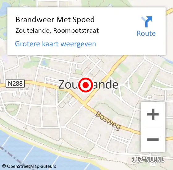 Locatie op kaart van de 112 melding: Brandweer Met Spoed Naar Zoutelande, Roompotstraat op 4 april 2022 22:01