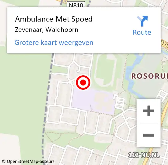 Locatie op kaart van de 112 melding: Ambulance Met Spoed Naar Zevenaar, Waldhoorn op 4 april 2022 22:14